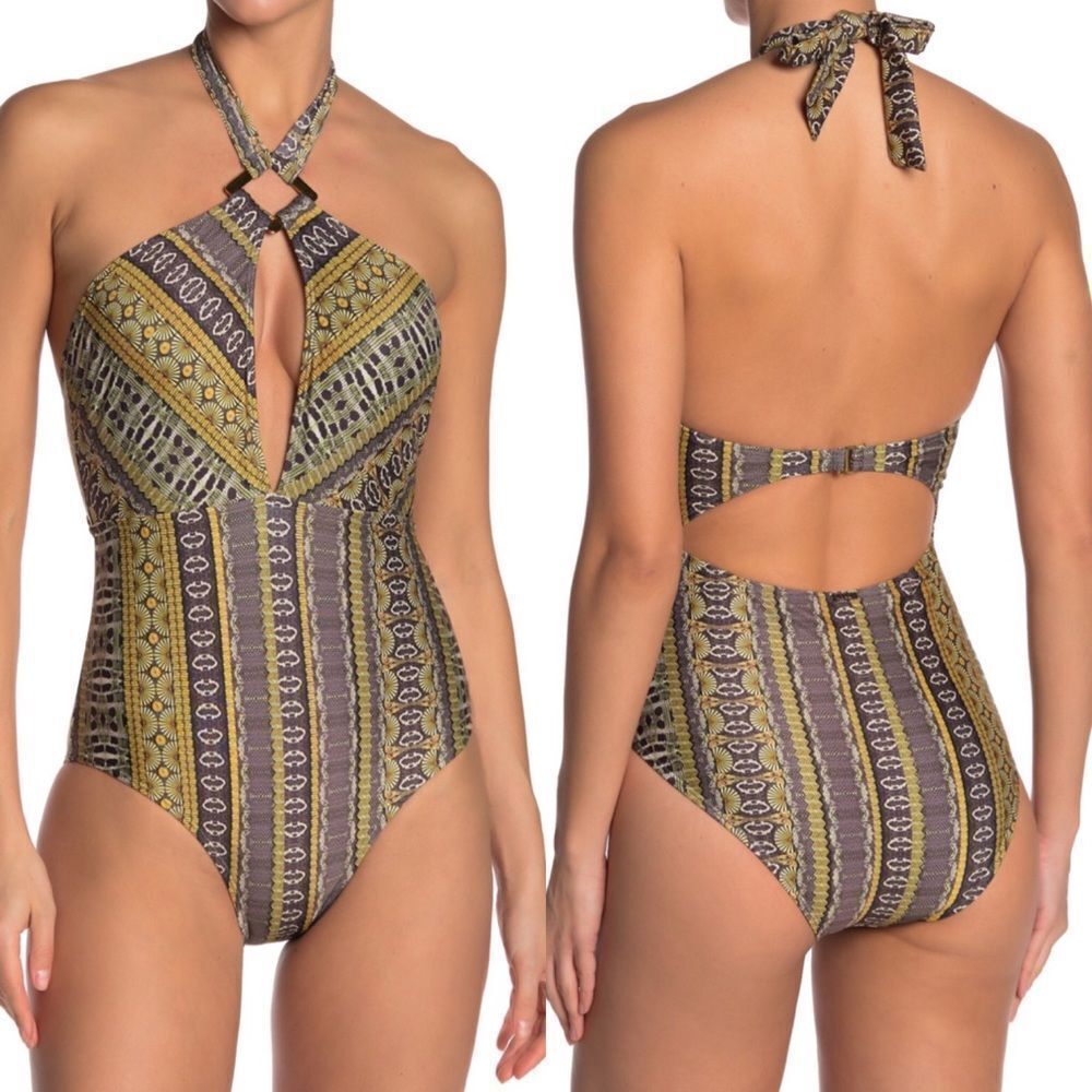 NWT Nicole Miller halter key hole one piece